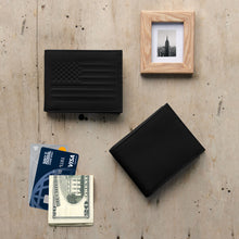 Load image into Gallery viewer, Carry-It-All Bifold Mens Leather Wallet (American Flag optional)