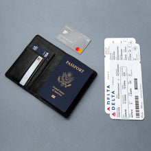 Load image into Gallery viewer, Passport Wallets - Boarding Pass, Cards, Cash, Coins, AirTag (American Flag optional)