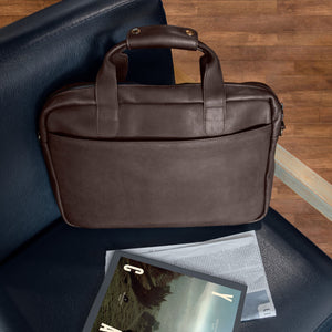 León Full Grain Leather Briefcase / Messenger Bag