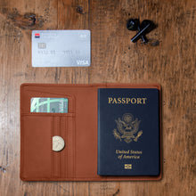 Load image into Gallery viewer, Passport Wallets - Boarding Pass, Cards, Cash, Coins, AirTag (American Flag optional)