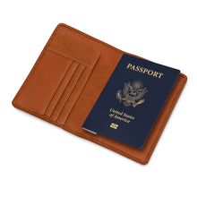 Load image into Gallery viewer, Passport Wallets - Boarding Pass, Cards, Cash, Coins, AirTag (American Flag optional)