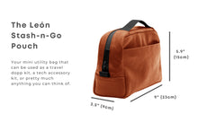 Load image into Gallery viewer, León Stash-n-go Full Grain Leather Pouch (Tech, Toiletry Bag, Dopp Kit)