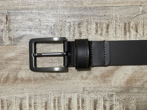 dark brown thick leather belt