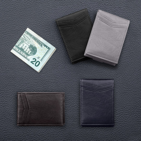 EDC Minimalist Front Pocket Wallet Full Grain Leather Scratch Resistant Soft