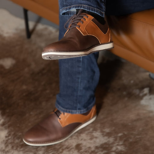Two Tone Bold in Brown Leather Shoes